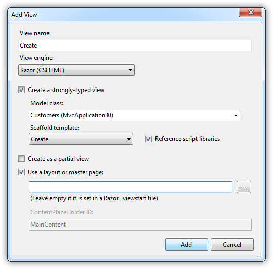 Settings for a Create view. (QuickBooks is shown.)