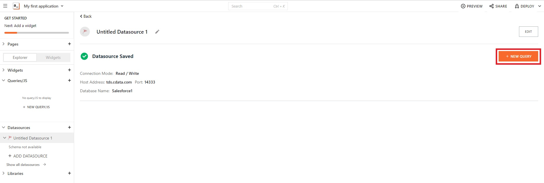 NEW QUERY をクリック
