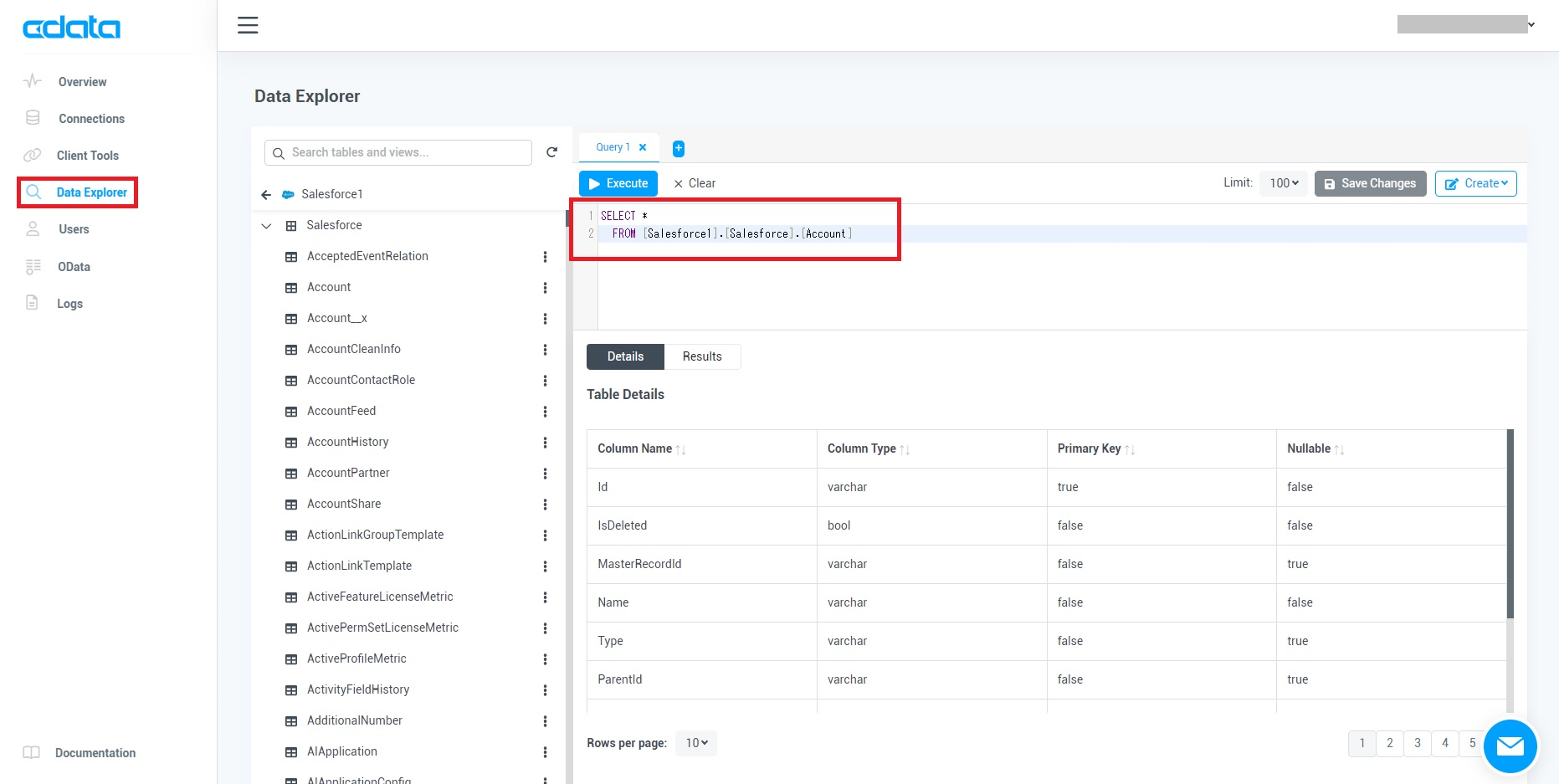 Connect Cloud のQuery Explorer でデータを確認