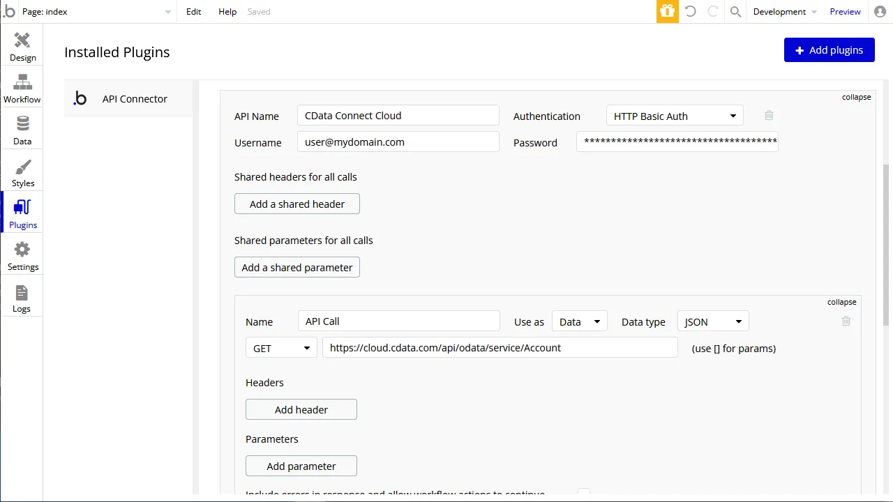 API Call を設定