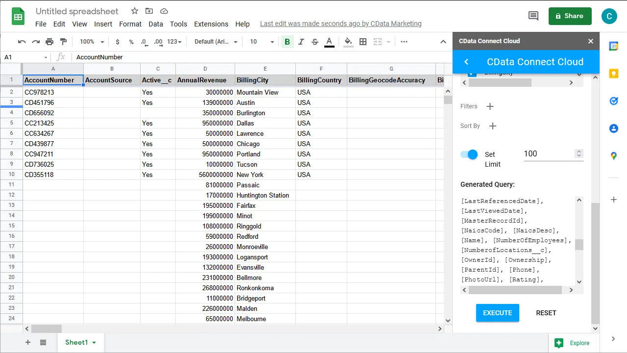 インポートしたデータ（Salesforce の場合）
