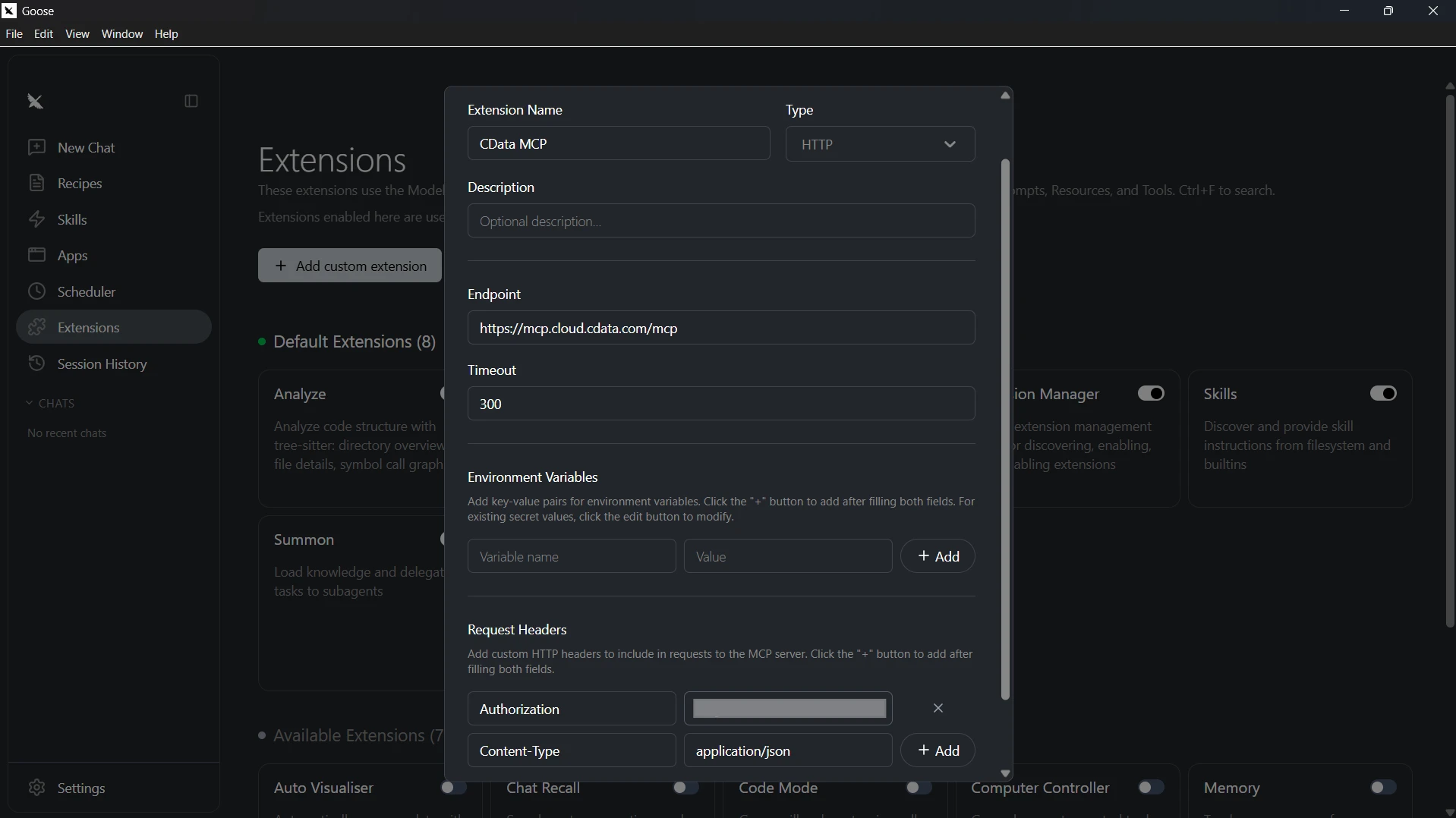 Goose での Connect AI MCP Server の設定