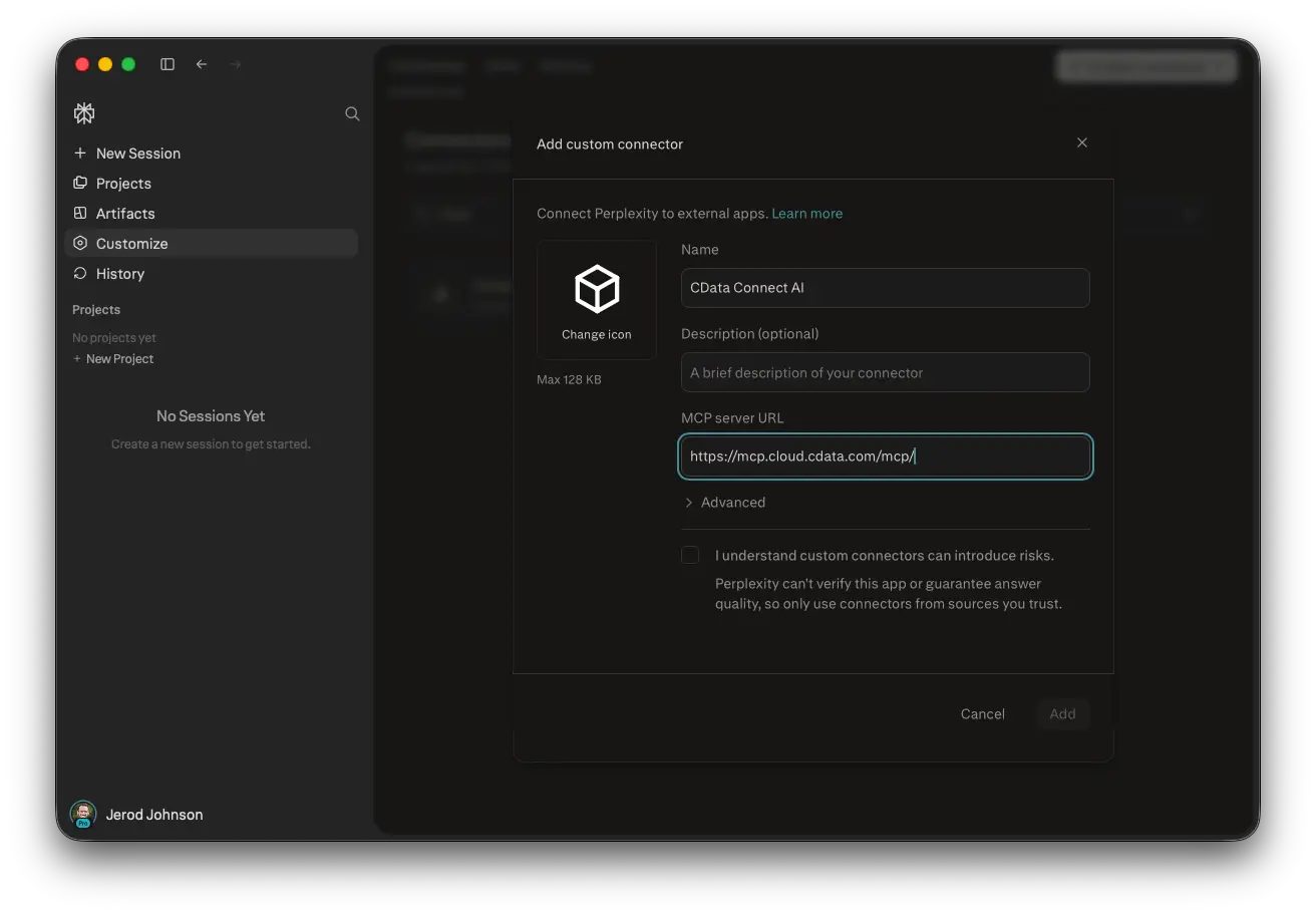 コネクタ名と Connect AI の MCP URL を入力