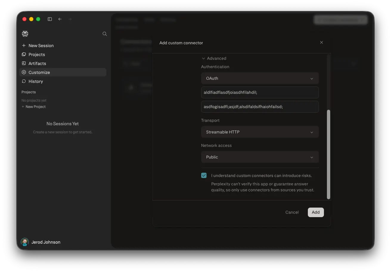 OAuth 認証とトランスポートを設定