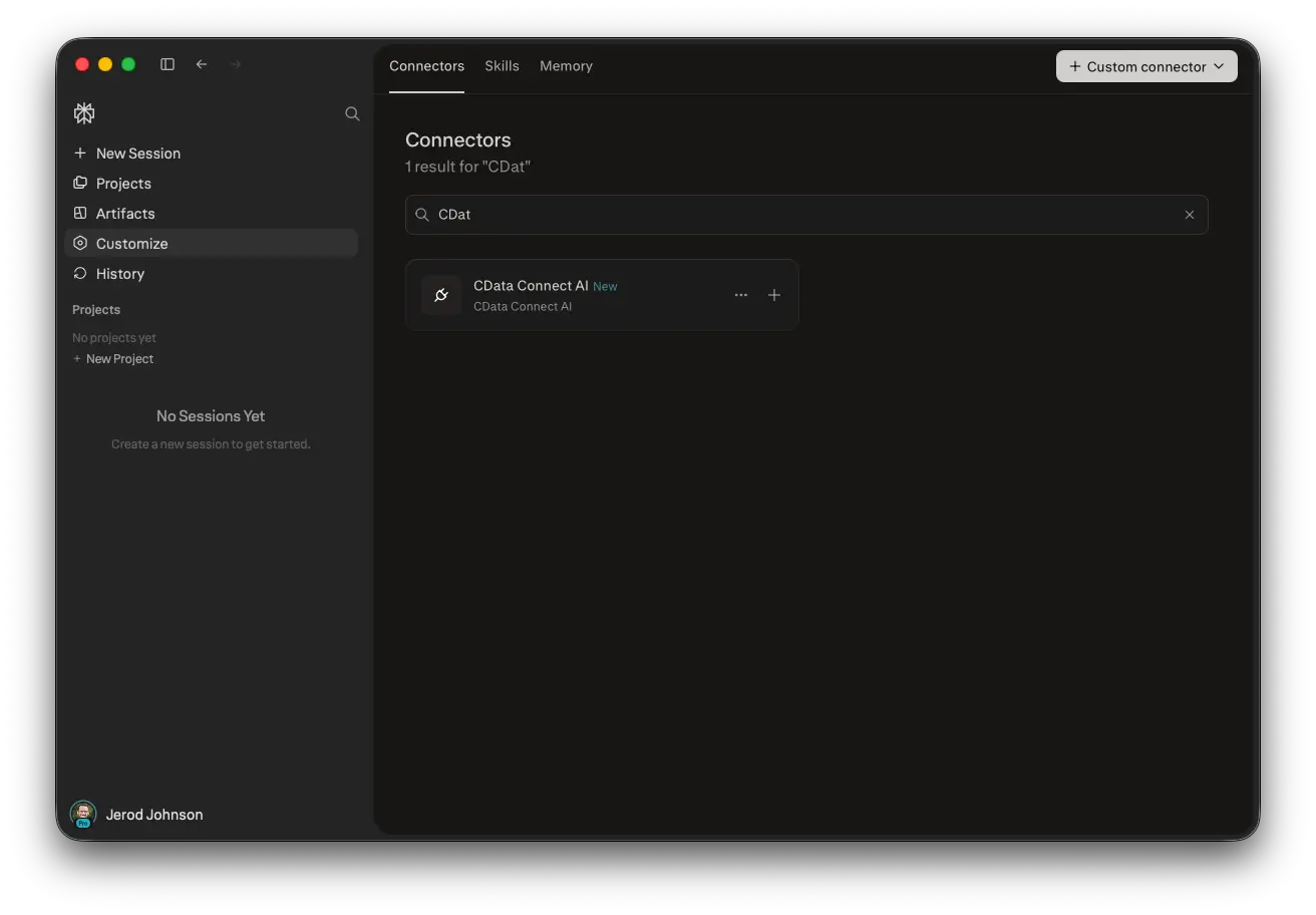 Perplexity Desktop 上の CData Connect AI コネクタ