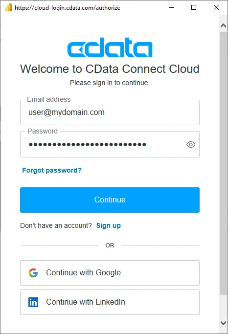 Authenticating with Connect Cloud