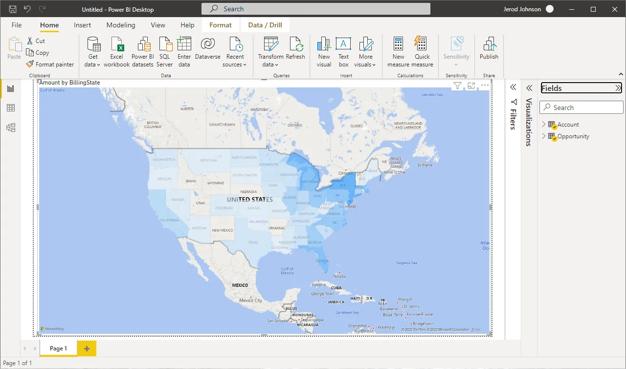 Visualizing data in Power BI (Salesforce データの表示)