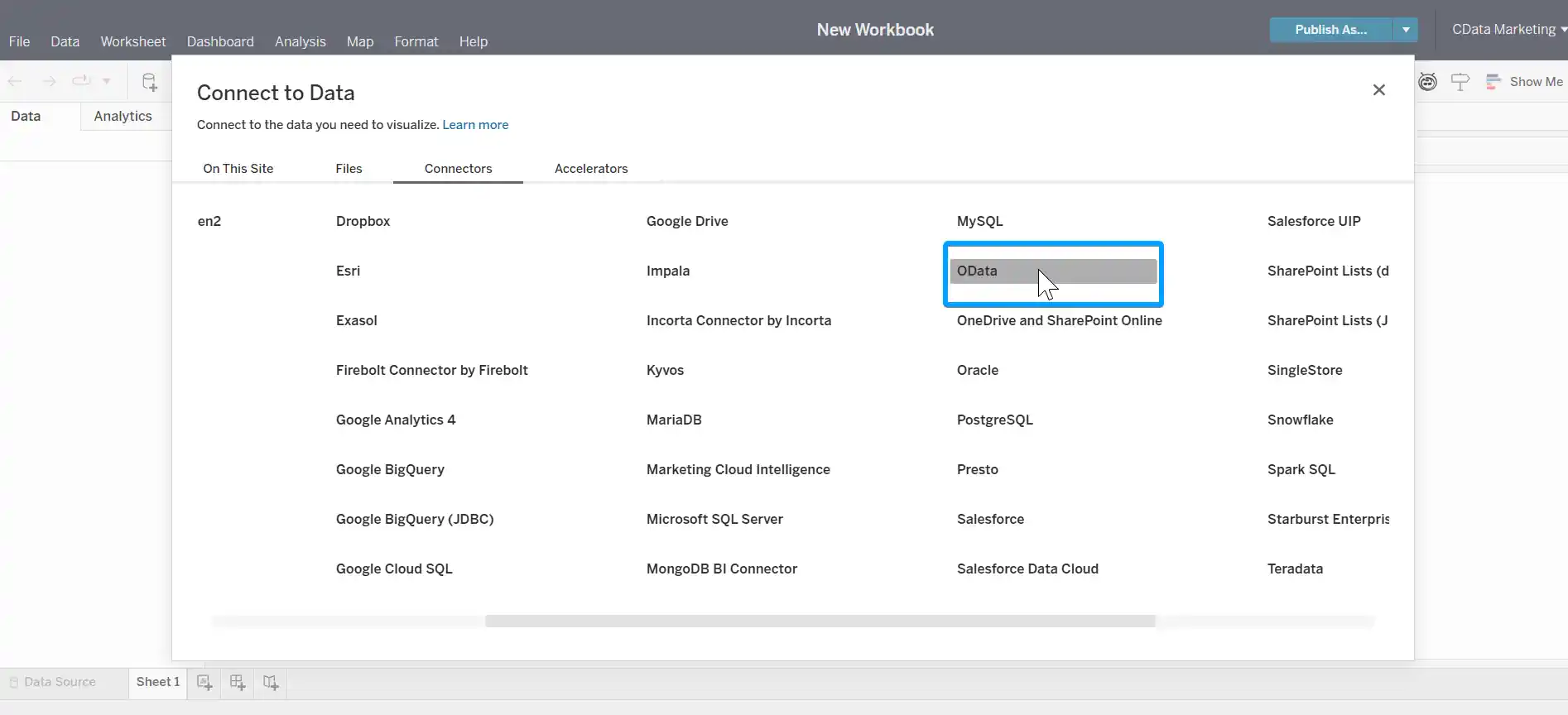 Tableau Cloud からConnect Cloud に接続