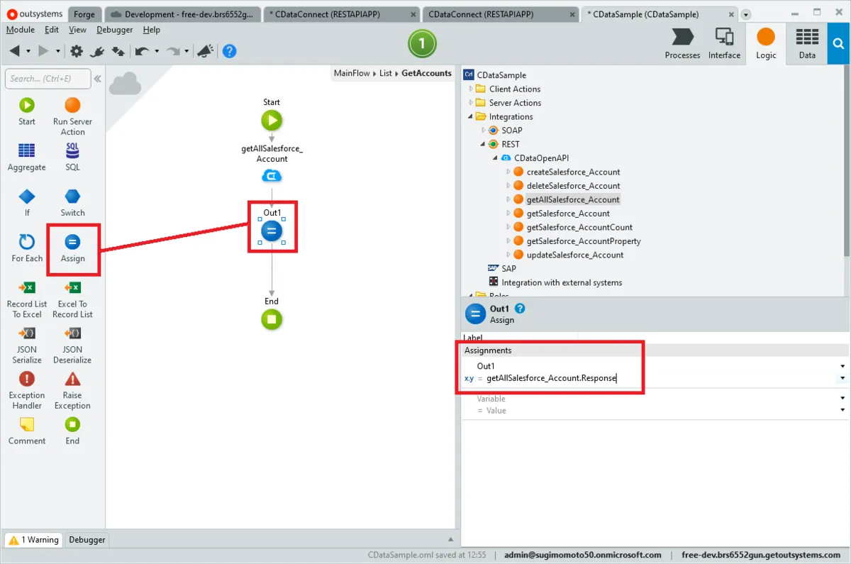 レスポンスをアサイン