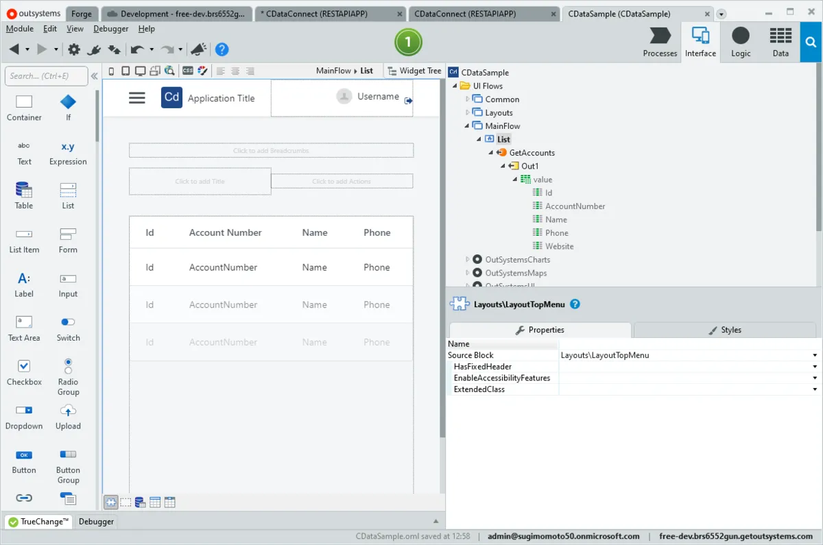 Publish ボタンのクリック