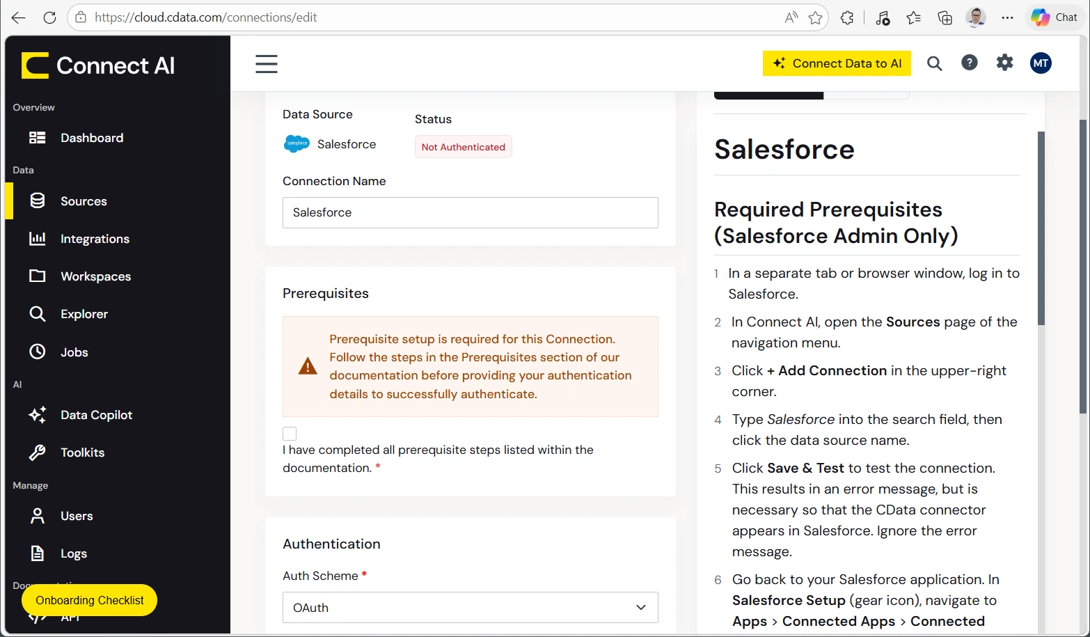 コネクションを設定(Salesforce の場合)