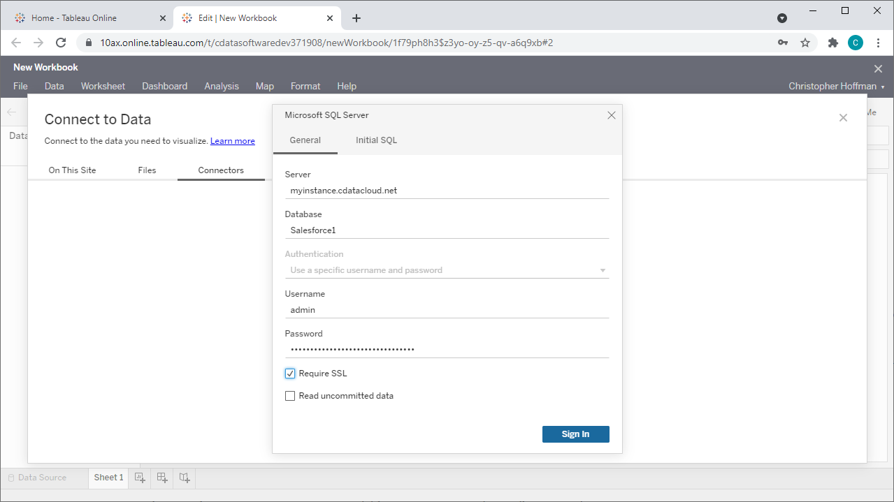 Connect to Connect Server from Tableau Cloud