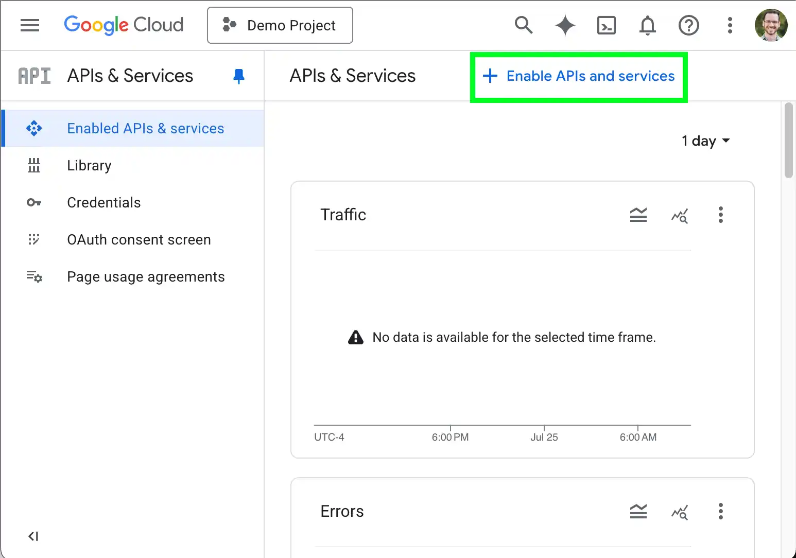 Google Cloud Console で API またはサービスを有効化
