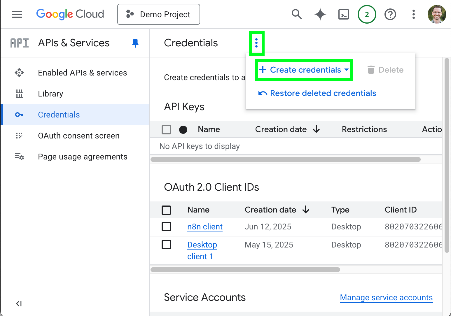 新しい認証情報を追加