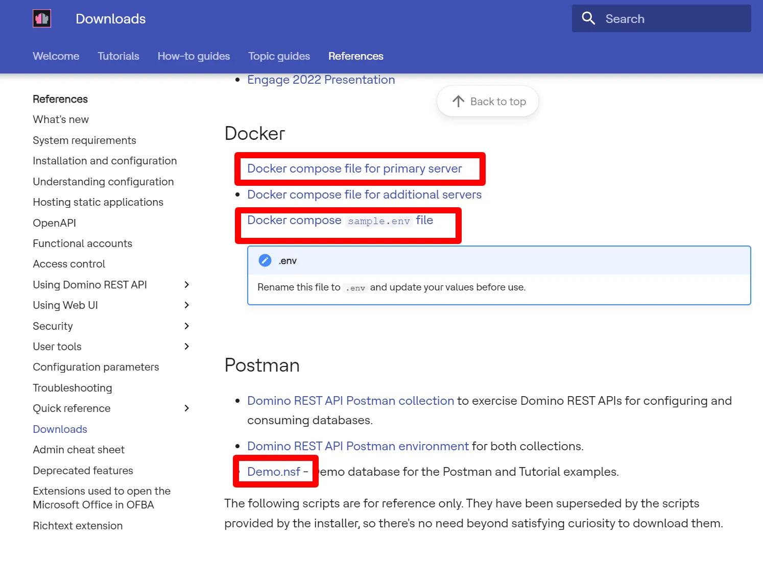 HCL Domino REST API Downloads
