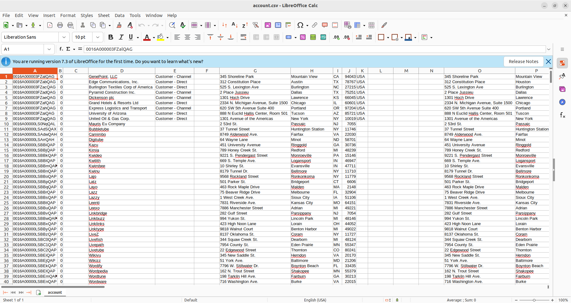 HCL Domino のデータのCSV ファイル