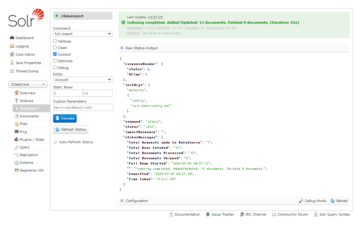 Solr でMicrosoft Planner のデータのFull-import を実行