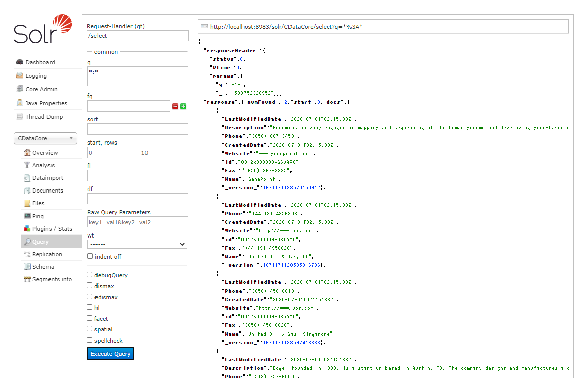 Solr でMicrosoft Planner のデータのFull-import を確認