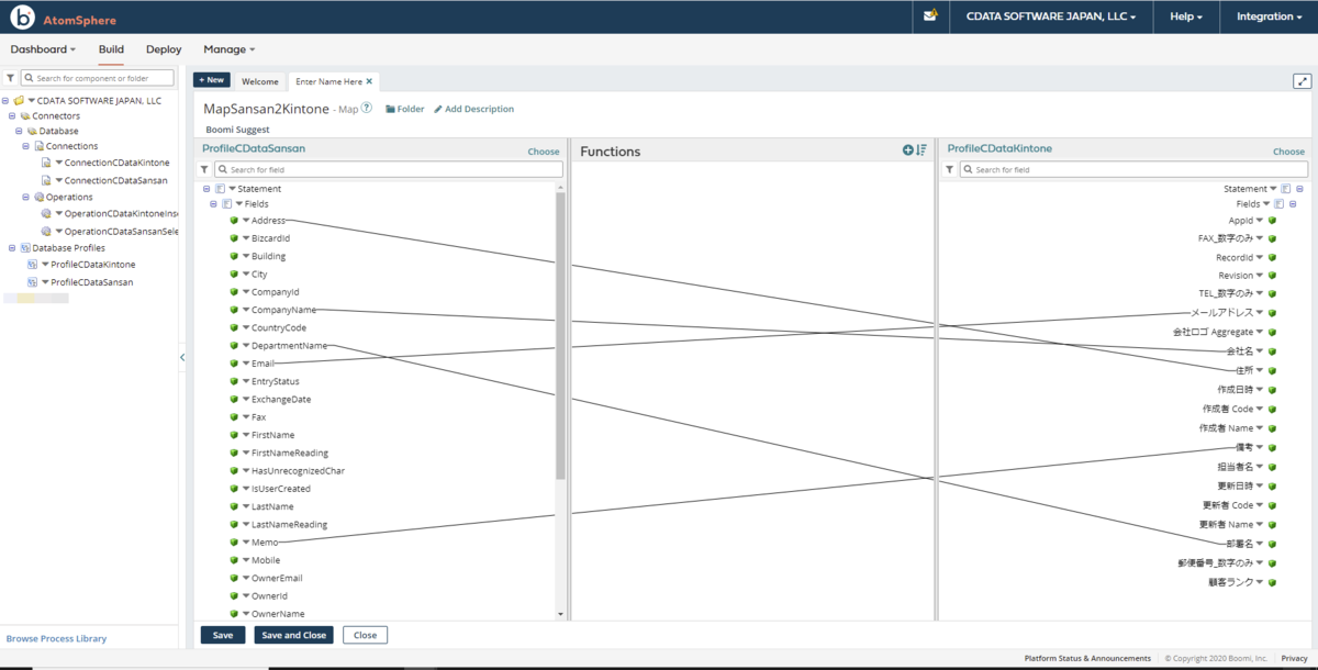 Zoho Projects のデータ Profile をBoomi 内でマッピング