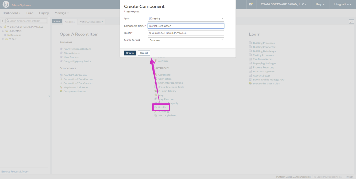 Zoho Projects のデータ Profile の作成1