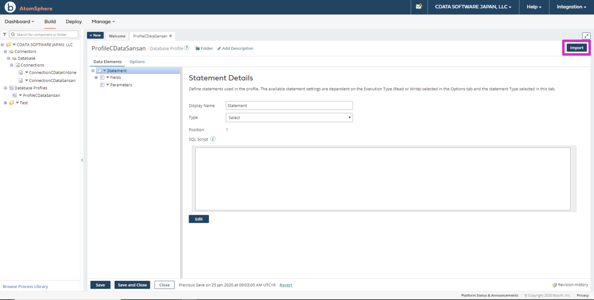 Zoho Projects のデータ Profile の作成2