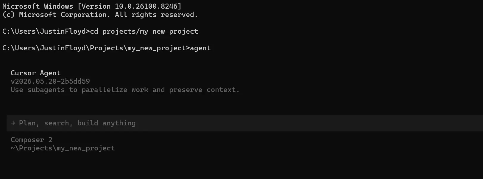Cursor CLI セッションを開始する