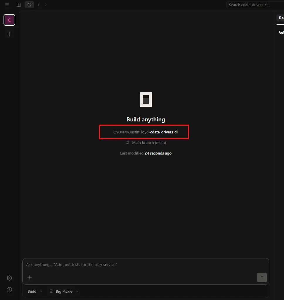 OpenCode デスクトップアプリで作業ディレクトリを選択する