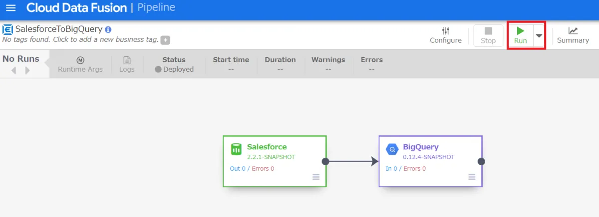 デプロイしたパイプラインを実行