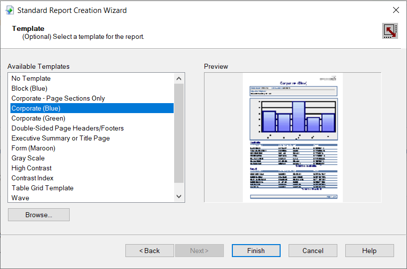 テンプレートの種類を選択
