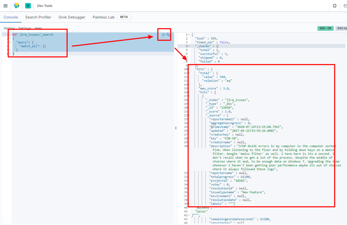 Elasticsearch にロードされたRedshift のデータをクエリ