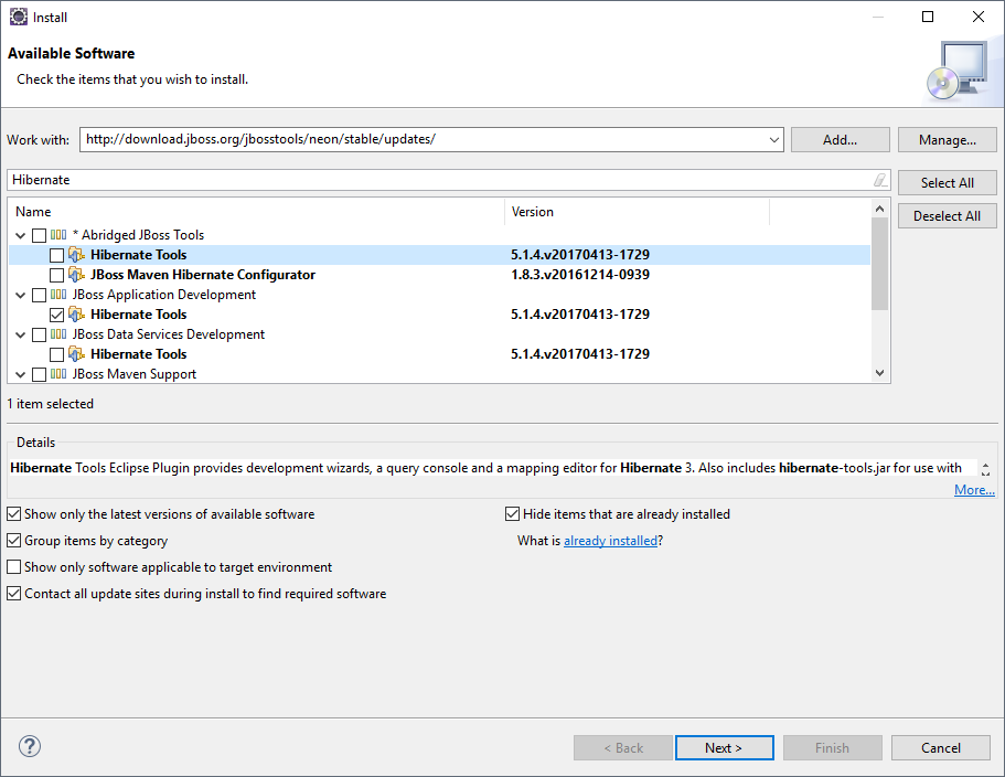Installing the Hibernate Framework in Eclipse.
