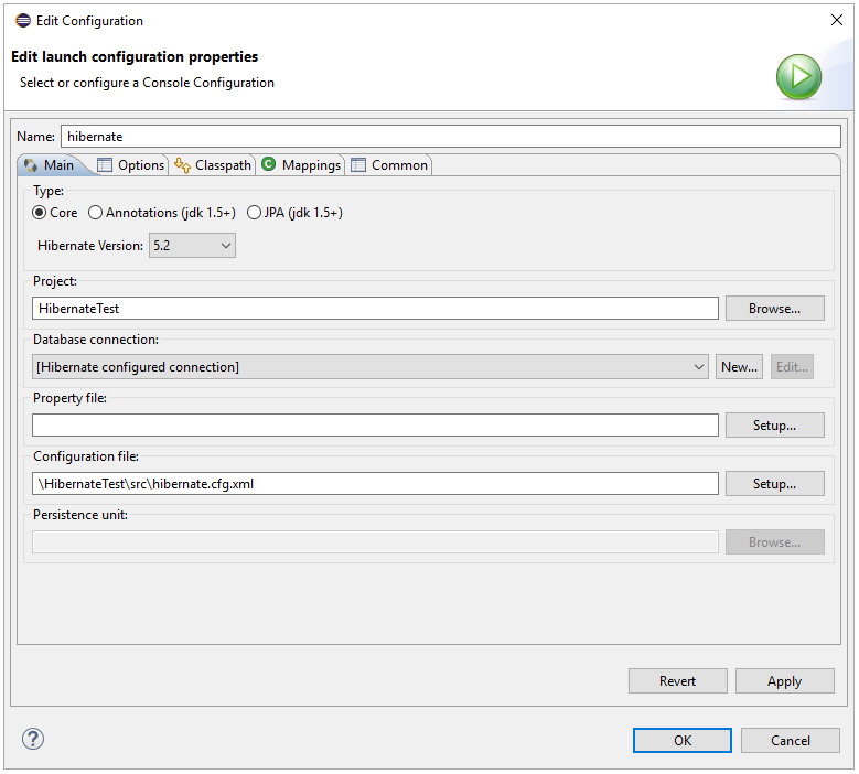 Hibernate configuration properties.(NetSuite is shown.)