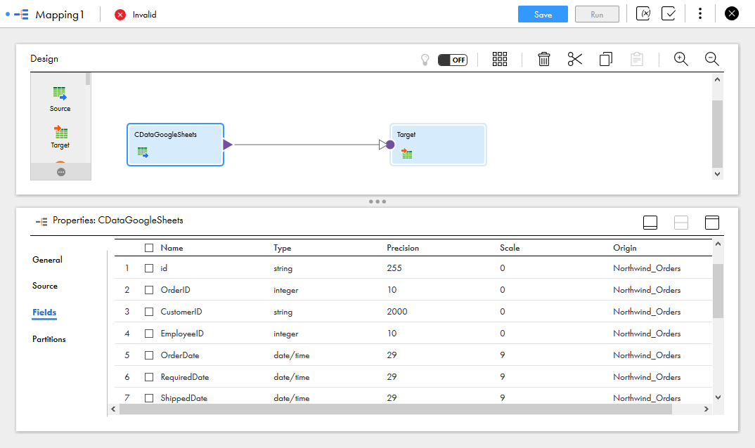 Selecting Source Fields to map