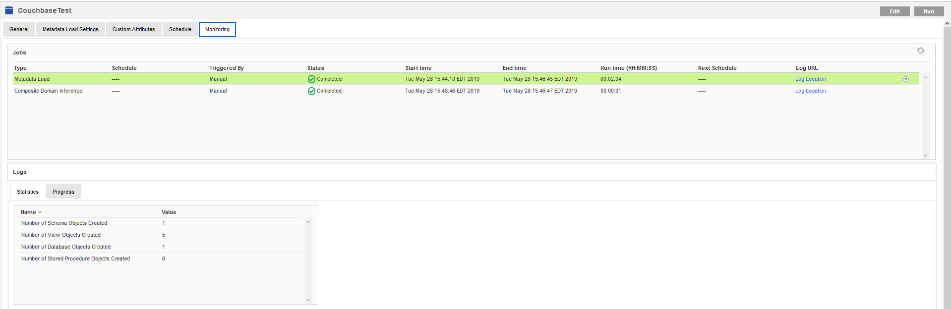 Perform a metadata scan (Couchbase is shown).