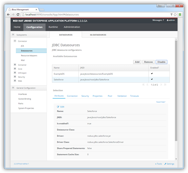 The enabled data source.(Salesforce is shown.)