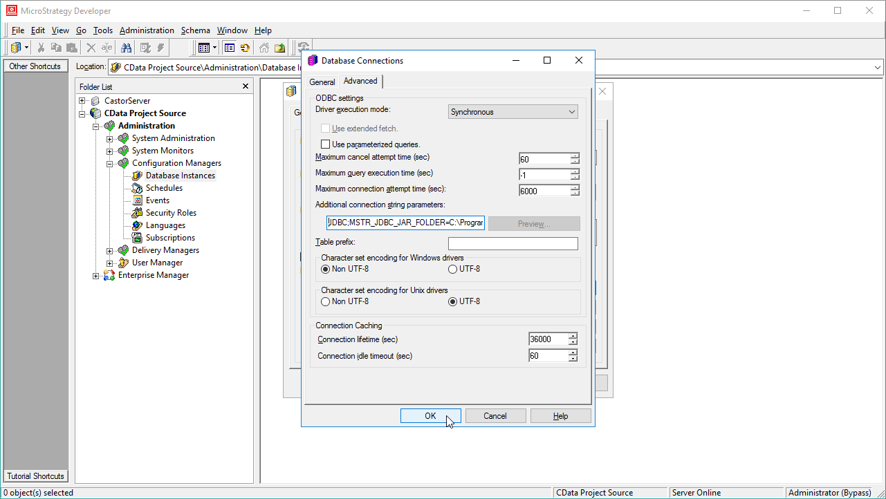 Configuring the connection to Google Cloud Storage データ using JDBC.