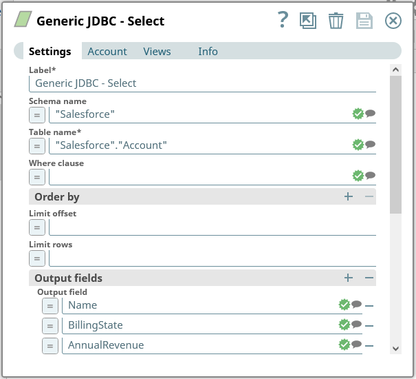 Select snap を設定(Salesforce の場合)