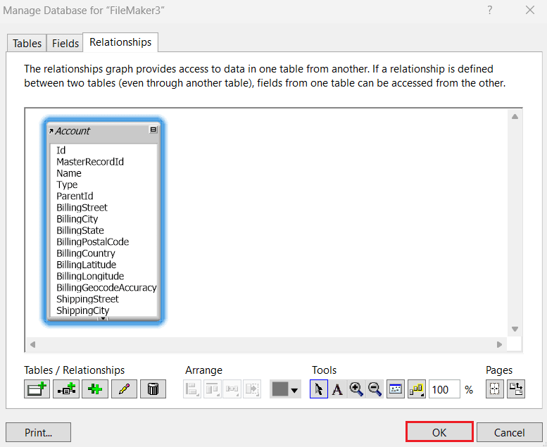Filemaker 側の設定。