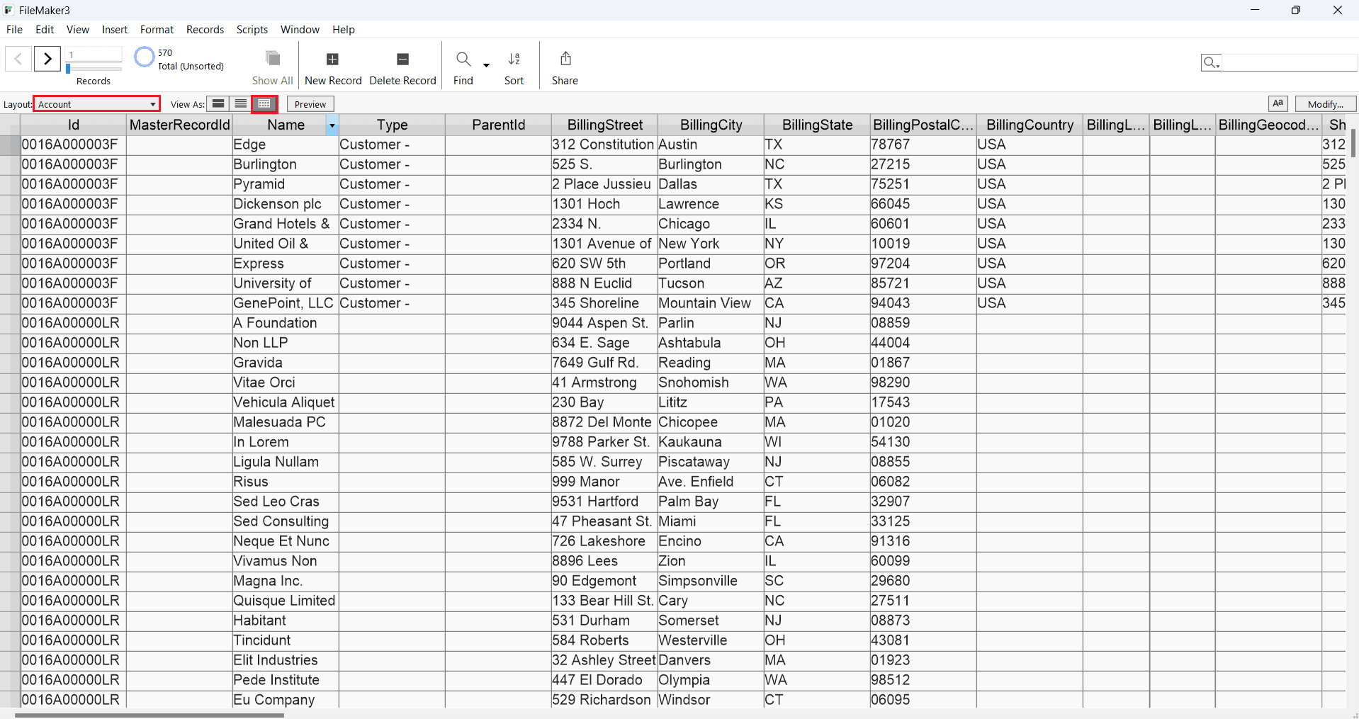 Filemaker 側の設定。