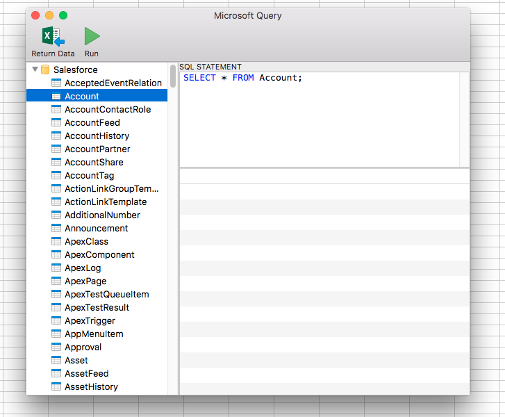 Querying for data (Salesforce is shown.)
