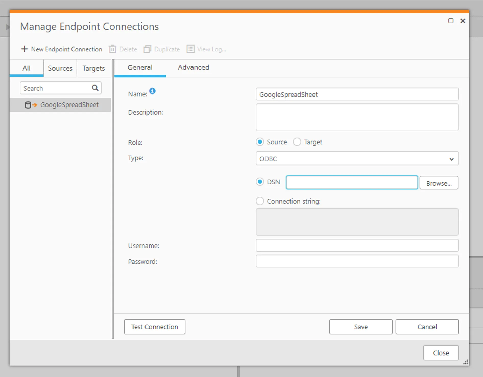 エンドポイントのロールとタイプを指定