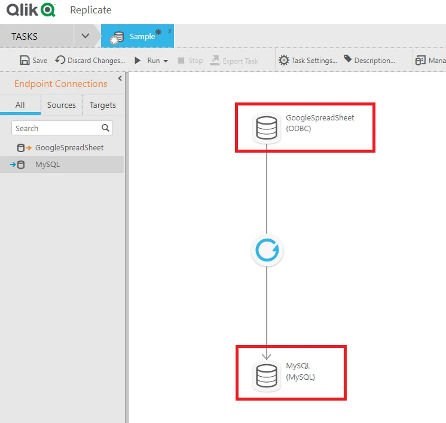 Task の設定画面