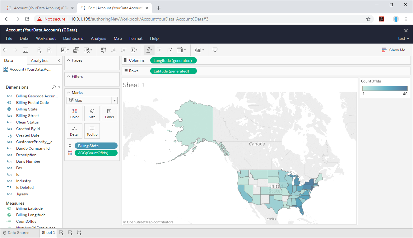 Tableau Server ワークブックをパブリッシュ。 (Salesforce is shown.)