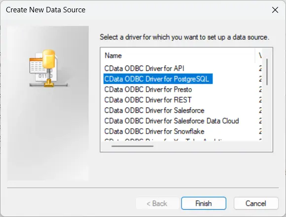 CData PostgreSQL ODBC Driver DSN を追加