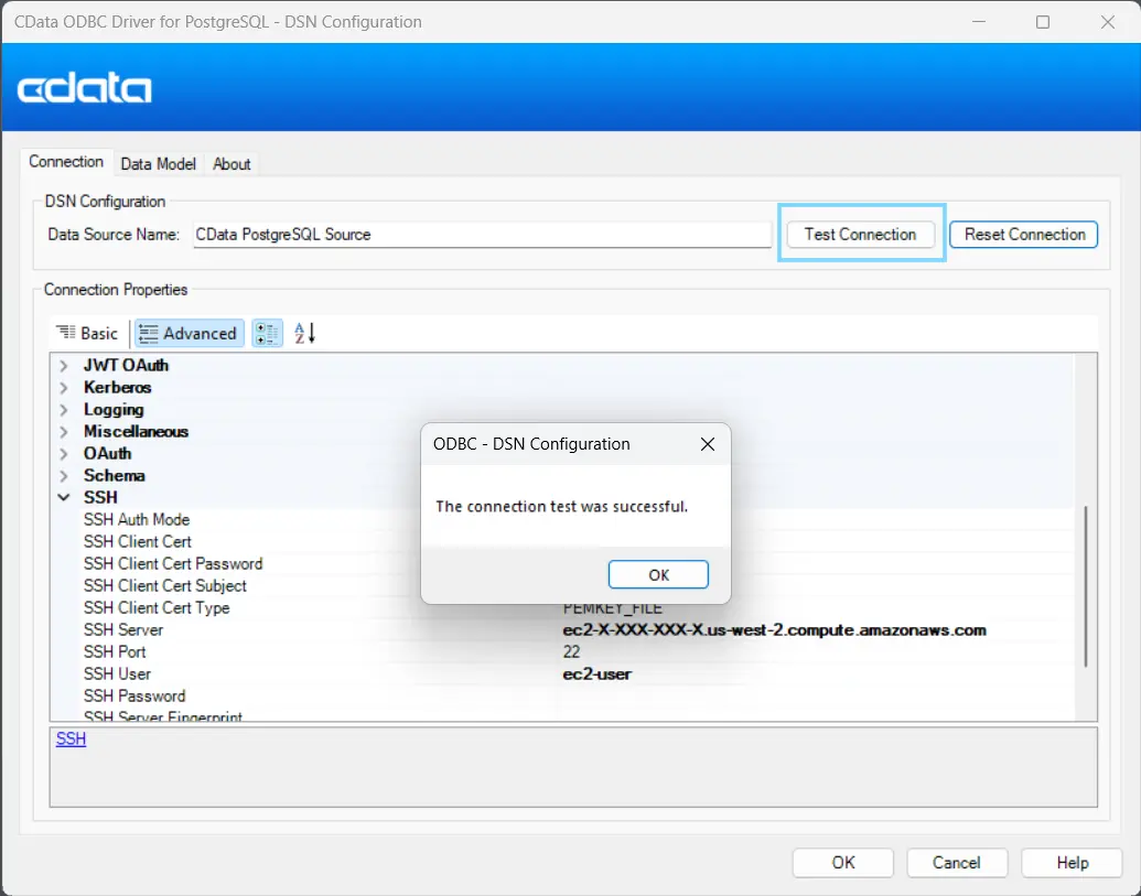 接続テスト成功