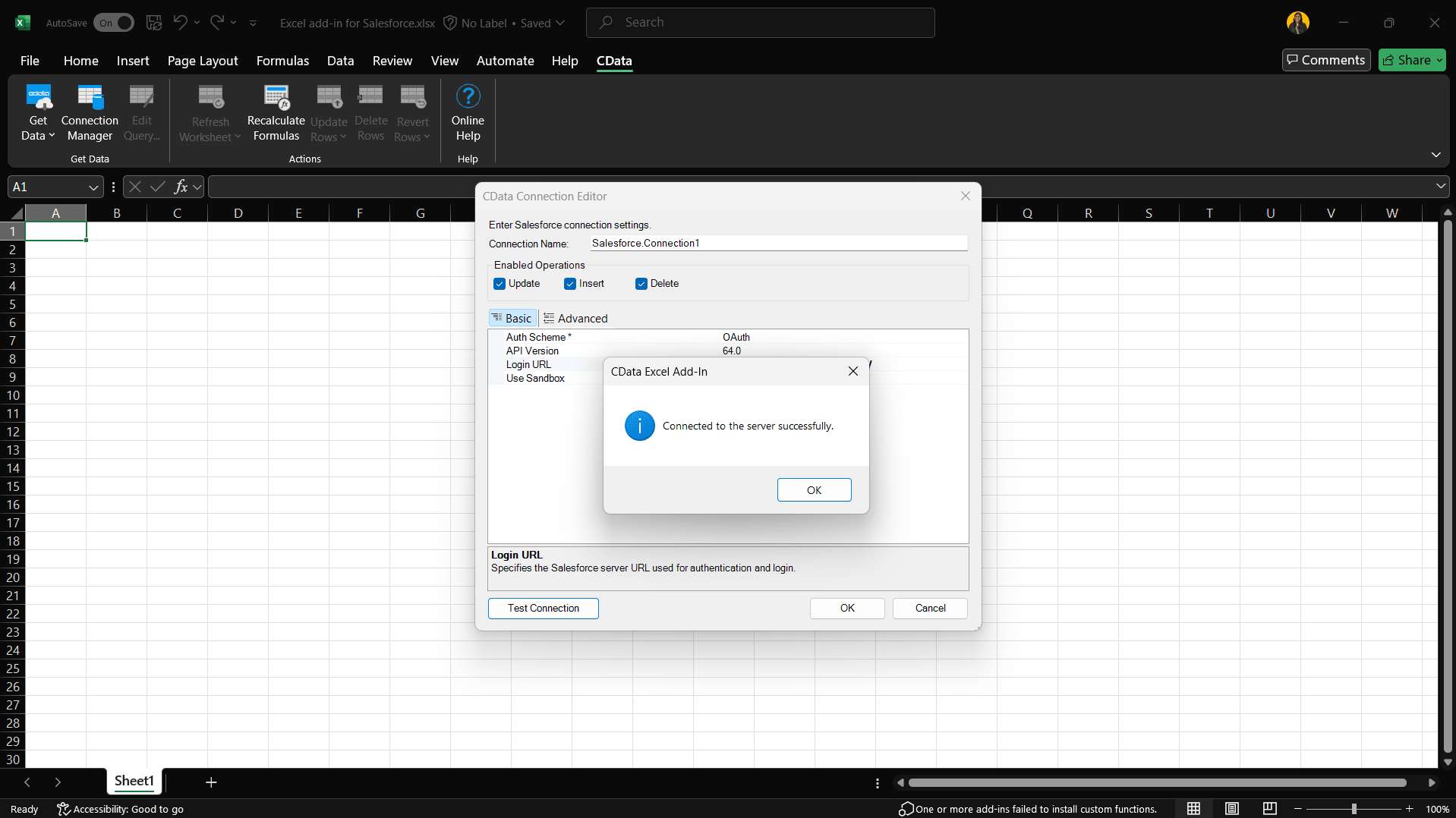 接続テスト成功