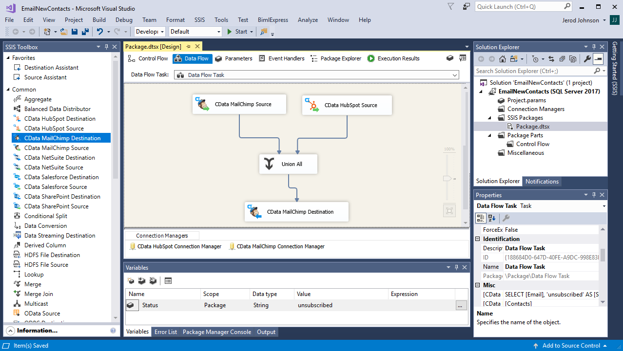 MailChimp Destination コンポーネントの追加