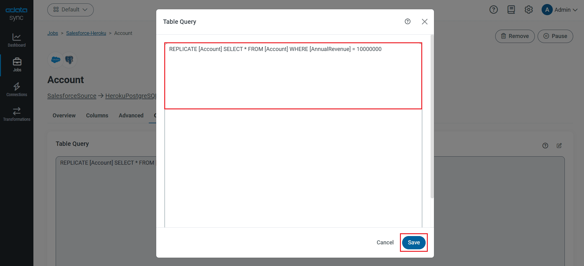 Choose which fields to replicate.