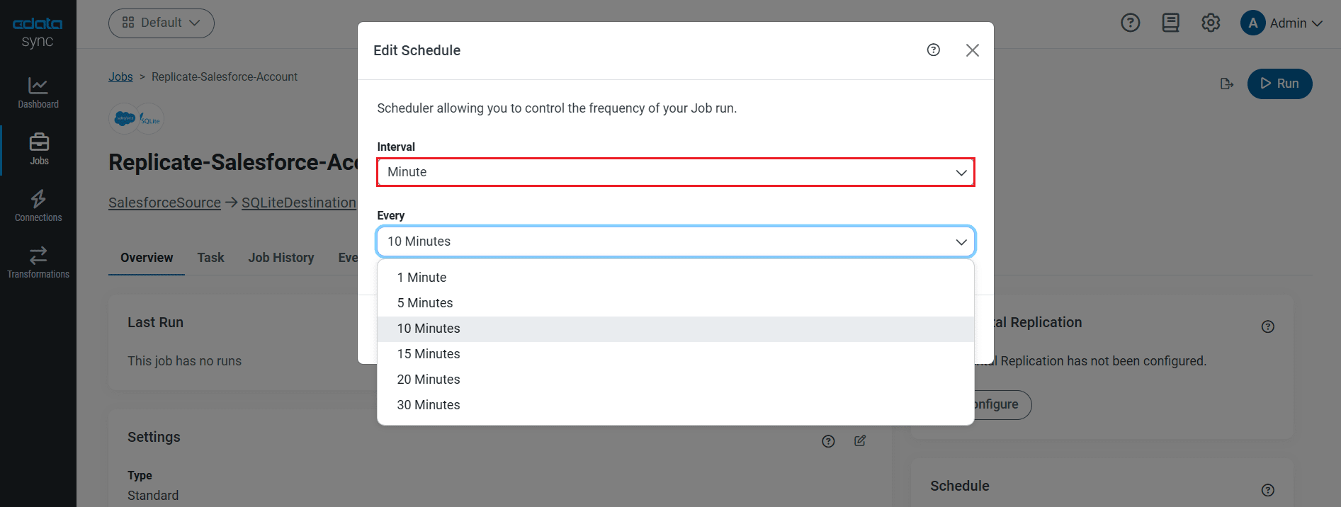 カスタムレプリケーション用のクエリを定義。