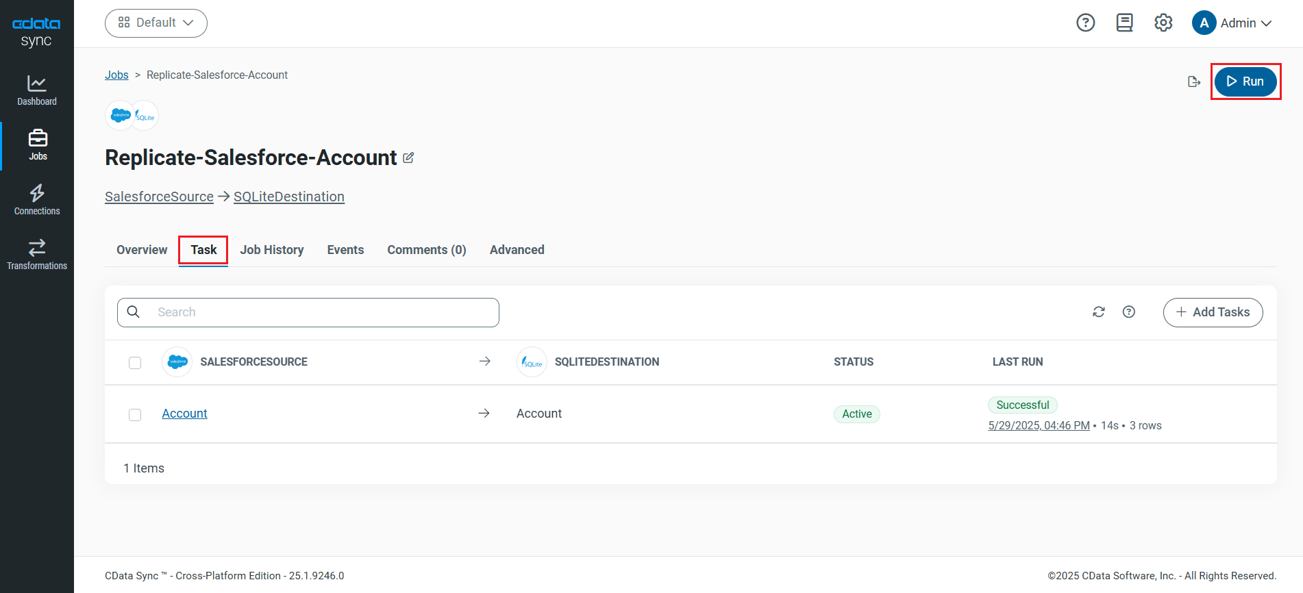 ジョブのスケジュール起動設定。